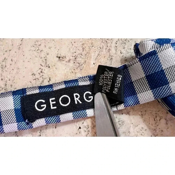 George Mens Multicolor Plaid Fantastic Vintage Condition Polyester Plaid Bow Tie - Picture 4 of 7